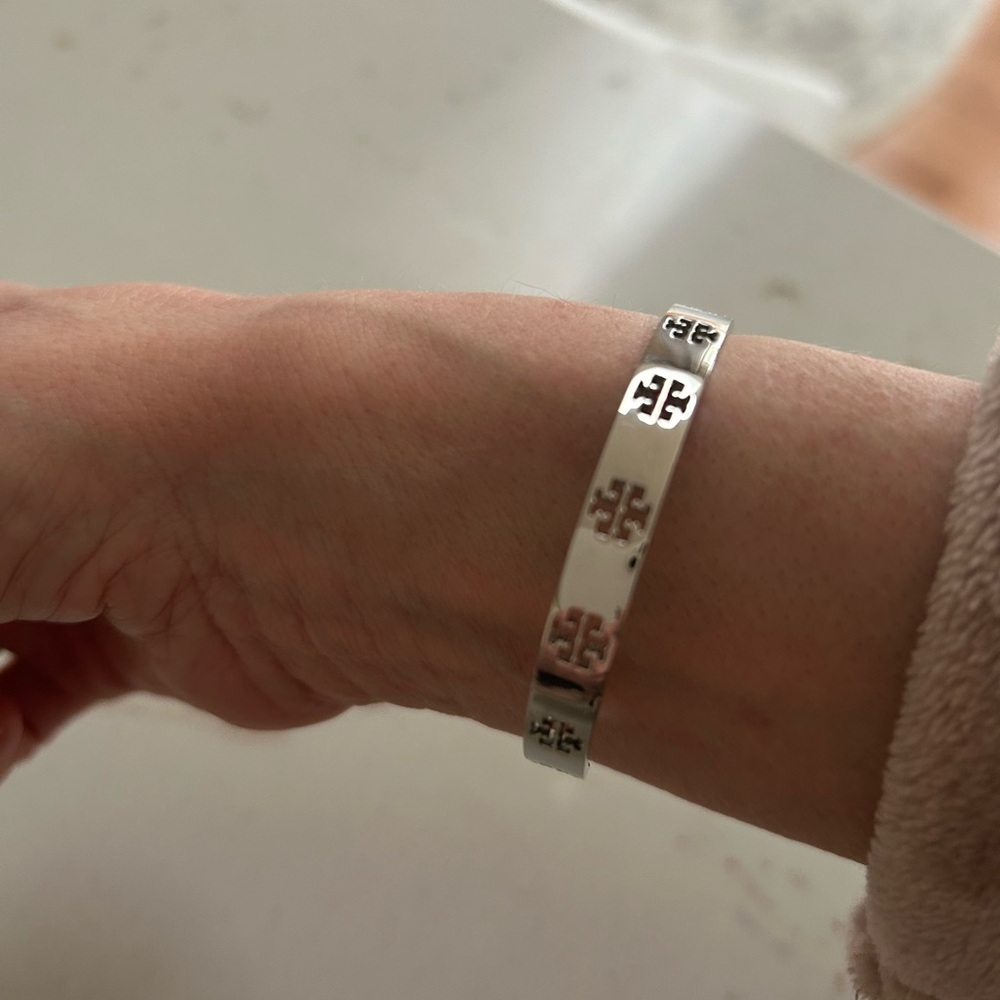Tory Burch Silver Logo Bracelet